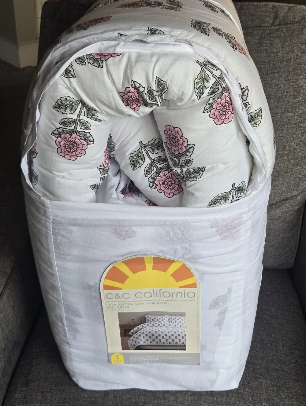 C&C California Floral Full/Queen Bedding Comforter Set 92”x96” 100% Cotton